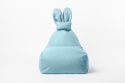 Uszata pufa siedzisko z oparciem Funny Bunny - Niebieska