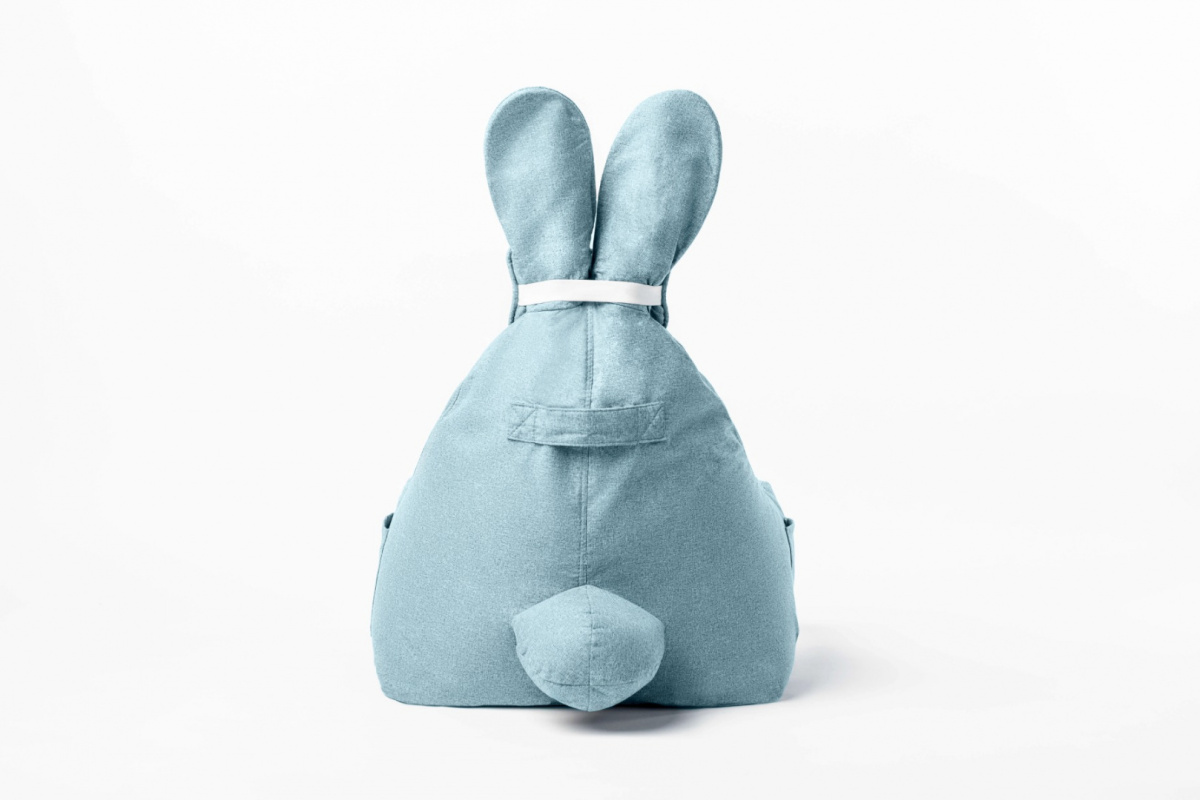 Uszata pufa siedzisko z oparciem Funny Bunny - Niebieska