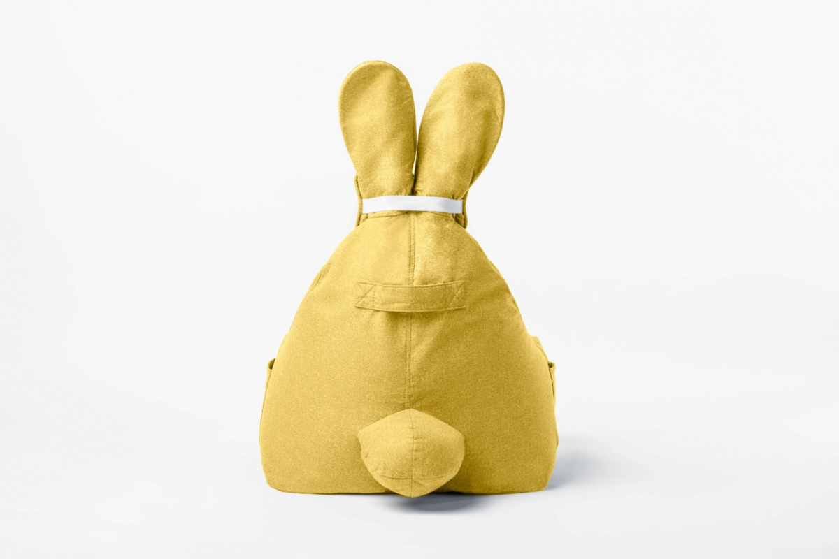 Uszata pufa siedzisko z oparciem Funny Bunny - Żółta