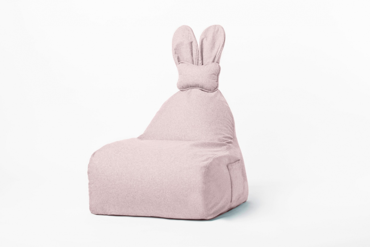 Uszata pufa siedzisko z oparciem Funny Bunny SOFT- Różowa