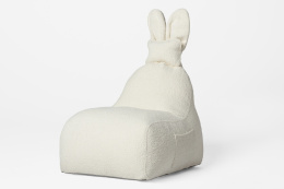 Uszata pufa siedzisko z oparciem Funny Bunny Teddy - Off White