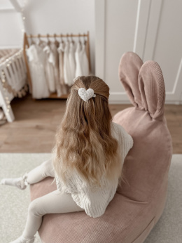 Uszata pufa siedzisko z oparciem Funny Bunny Sztruksowa - Różowa