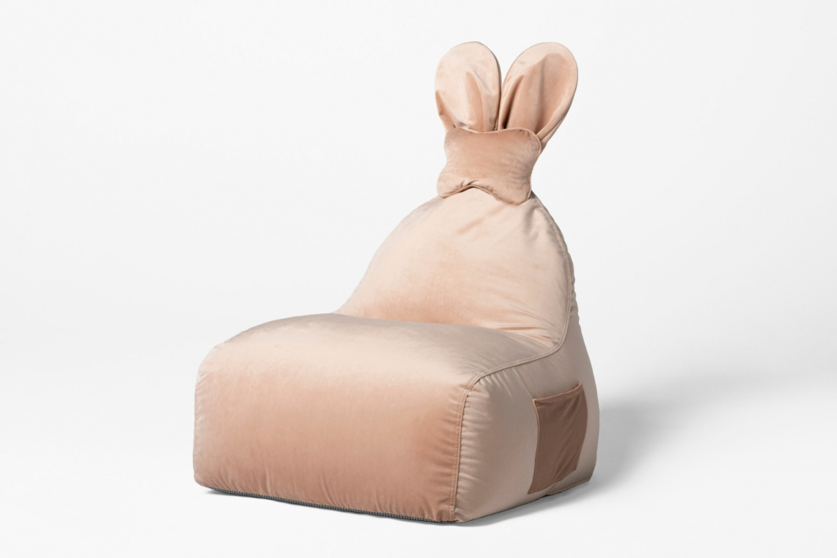 Uszata pufa siedzisko z oparciem Funny Bunny VELVET - Blady Róż Uszata pufa siedzisko z oparciem Funny Bunny VELVET - Blady Róż