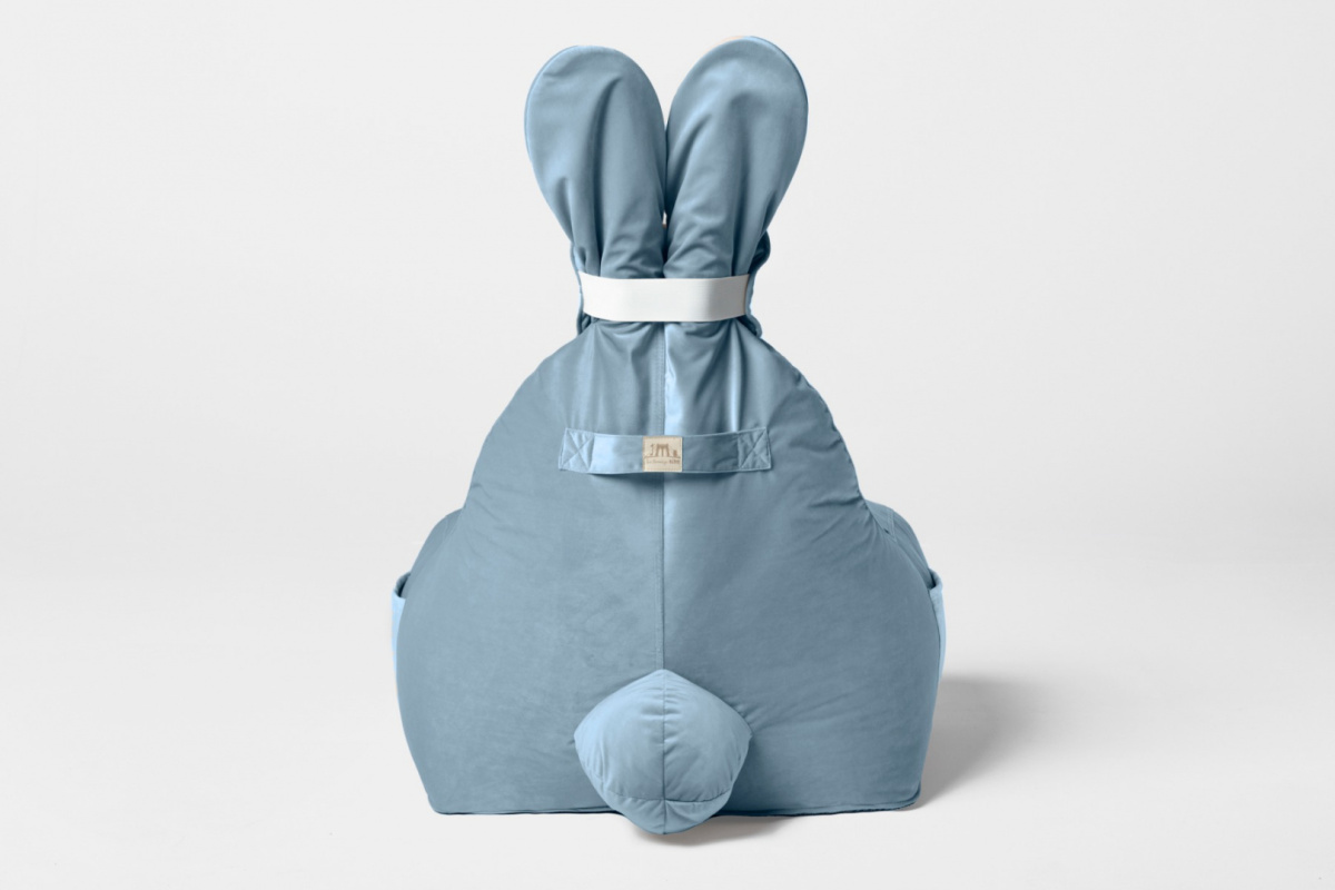Uszata pufa siedzisko z oparciem Funny Bunny VELVET - Niebieska Uszata pufa siedzisko z oparciem Funny Bunny VELVET - Niebieska