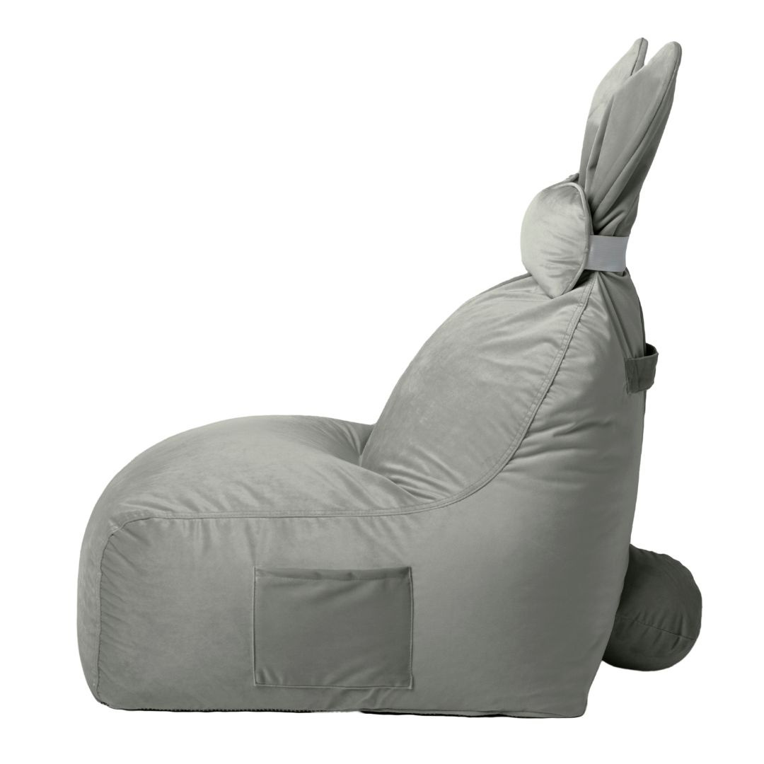 Uszata pufa siedzisko z oparciem Funny Bunny VELVET - Szara Uszata pufa siedzisko z oparciem Funny Bunny VELVET - Szara
